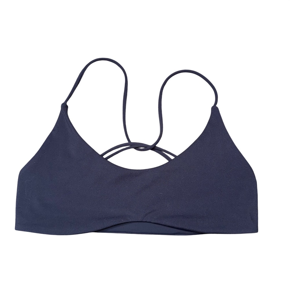 White Fox Swim Bikini Top Women Medium Navy Blue Excellent Strappy Criss Cross